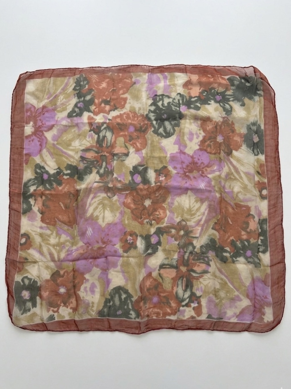 Emanuel Geraldo Vintage Floral Scarf 100% Rayon Square Made in India